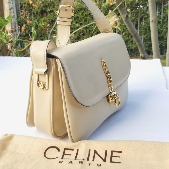 Vintage Rare CÉLINE TRIOMPHE Box Calf saddle shoulder crossbody handbag - Picture 2 of 16